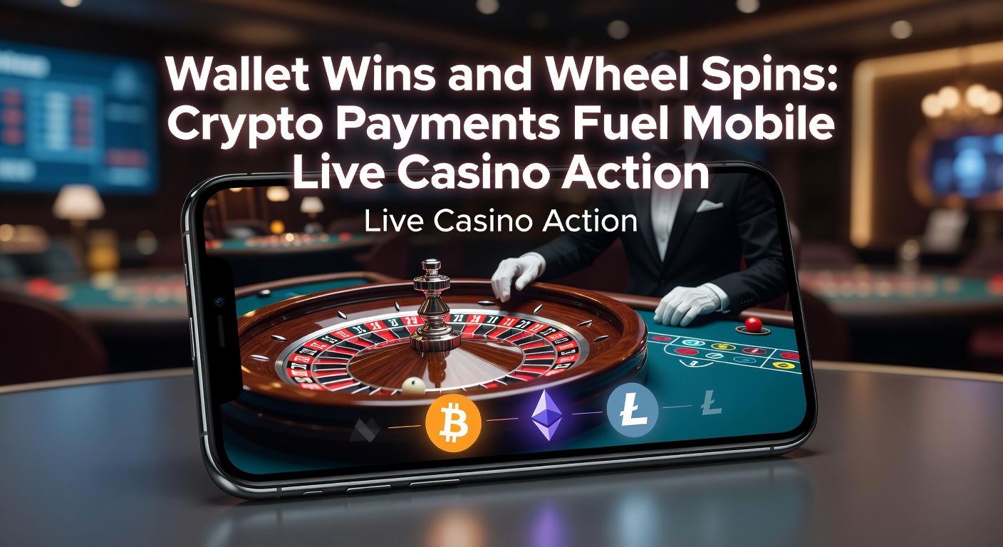 Smartphone mit laufendem Live-Casino-Spiel und Krypto-Wallet-Symbolen im Vordergrund, das den nahtlosen Einstieg in mobile Glücksspiele zeigt